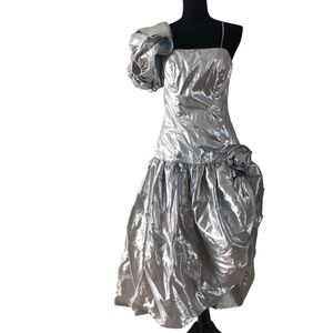 Women’s Vintage Algo Boutique Metallic Silver Prom Formal Dress size 11